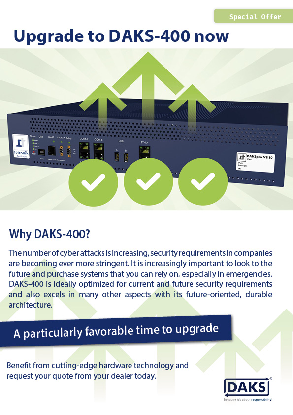 Preview image  special offer info flyer Upgrade to DAKS-400 now