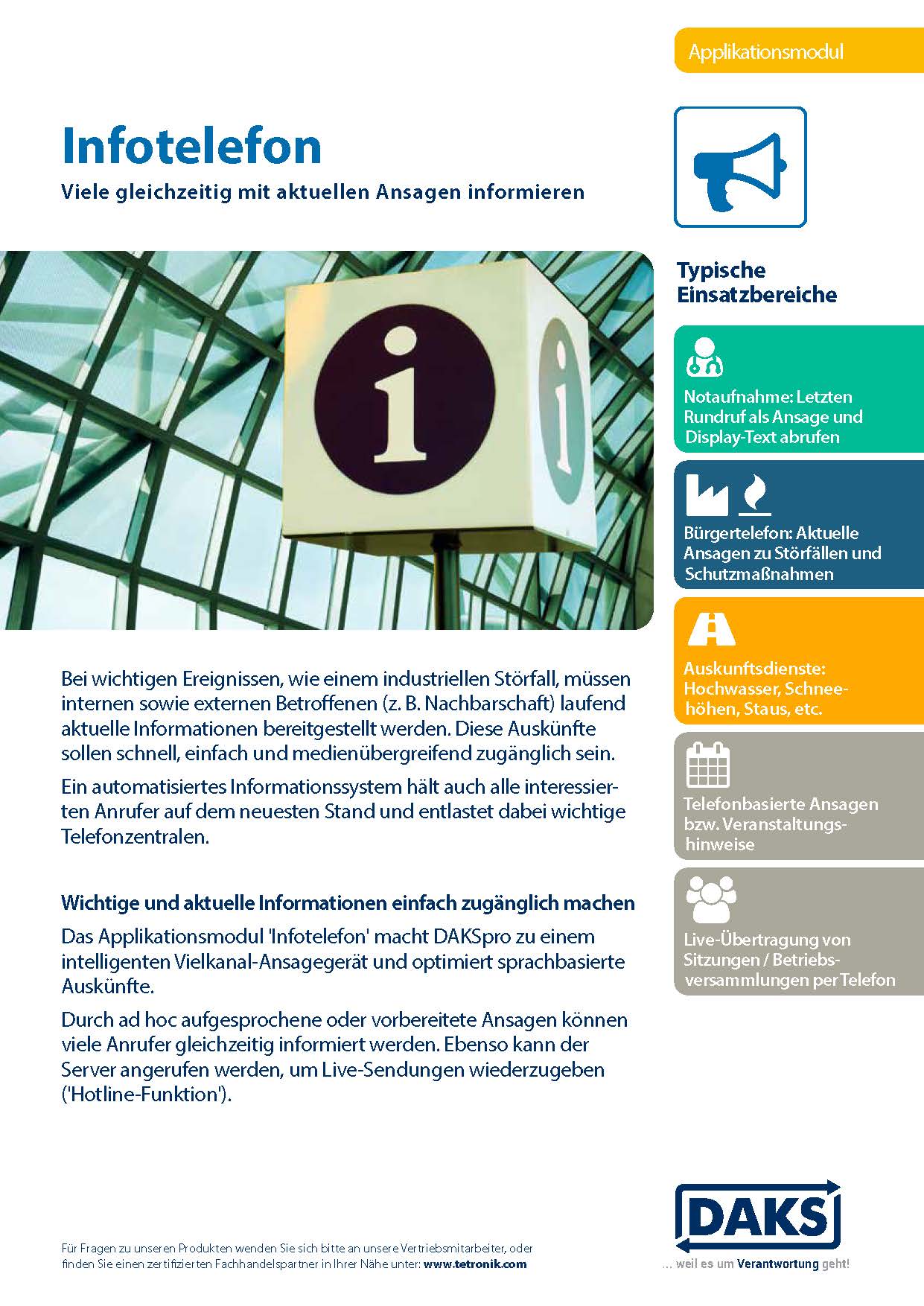 Vorschaubild Produktinfo DAKSpro-Modul Infotelefon