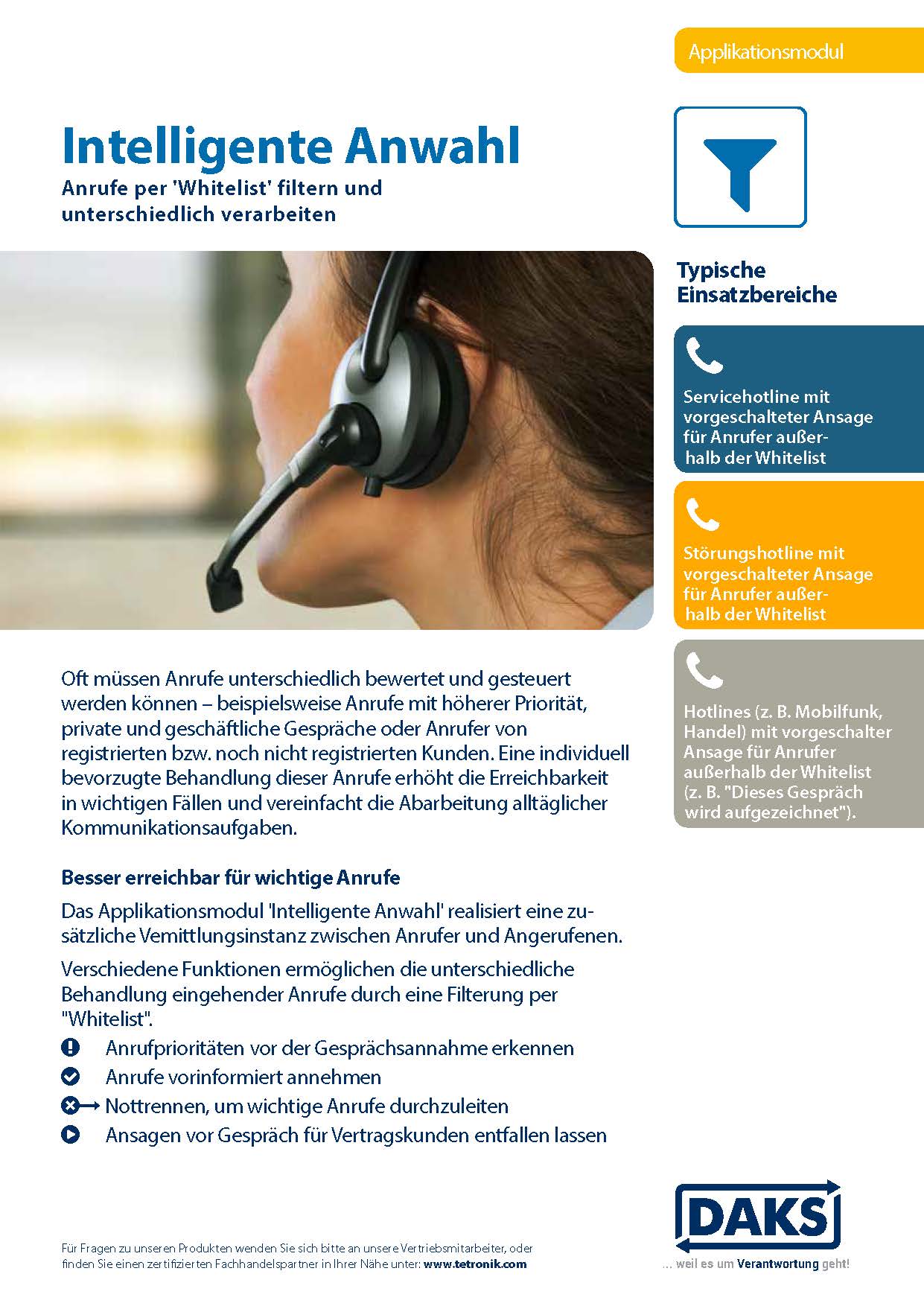 Vorschaubild Produktinfo DAKSpro-Modul Intelligente Anwahl