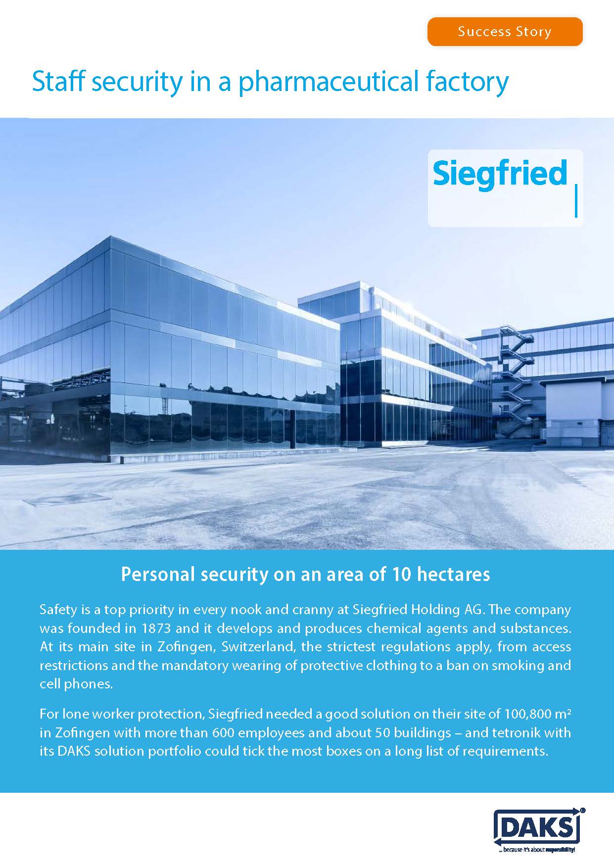 Preview image success story Siegfried AG Zofingen