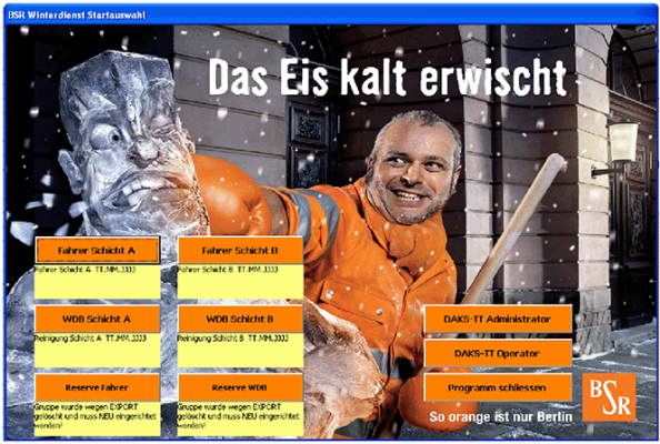 Screenshot der BSR-Anwenderoberfläche Screenshot der BSR-Anwenderoberfläche