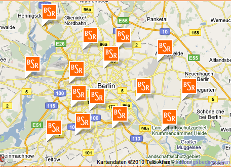 Kartenansicht von Berlin mit dessen BSR-Standorten Kartenansicht von Berlin mit dessen BSR-Standorten
