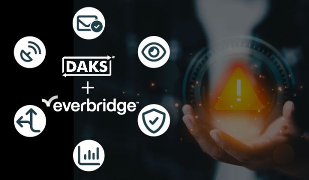 Schematische Darstellung von DAKS und Everbridge in einem vielseitigen Kommunikationsumfeld