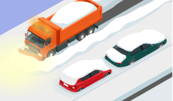 Räumfahrzeug räumt Schnee von der Straße